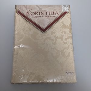 NWT, Ivory Jacquard Ivy Oblong Tablecloth, 60 x 84